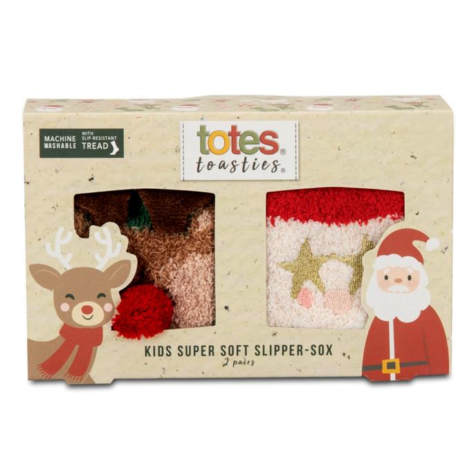 totes toasties® Childrens Super Soft Slipper Socks (Twin Pack) Reindeer / Santa Extra Image 3